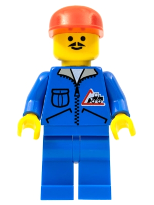 LEGO Bulldozer Logo - Blue Legs, Red Cap minifigure