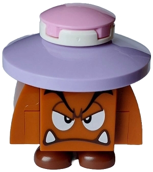 LEGO Goomba (Black Interior Pieces) - Angry, Eyelids, Lavender Hat minifigure
