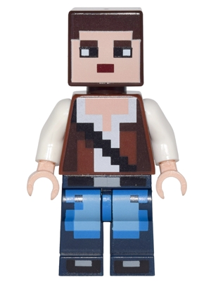LEGO Minecraft Skin 3 - Pixelated, Reddish Brown Vest with Strap and Blue Jeans minifigure