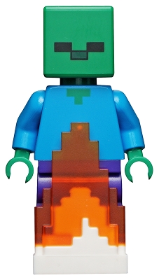 LEGO Zombie with Fire Base, Minecraft minifigure