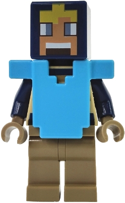 LEGO Hero - Tan Torso, Dark Tan Legs, Medium Azure Armor minifigure