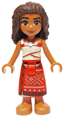 LEGO Moana (Sienna) - Mini Doll, Red and White Top, Red Long Skirt, Dark Brown Hair minifigure