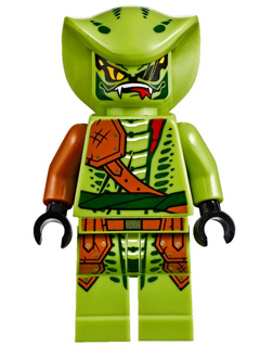 LEGO Lasha - Rebooted, Serpentine Snake Scout, Lime with Dark Orange Armor Coverings minifigure njo0206