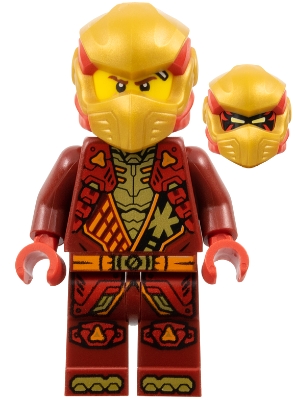 LEGO Kai - Dragons Rising, Tunic with Shoulder Armor, Red and Pearl Gold Head Wrap minifigure