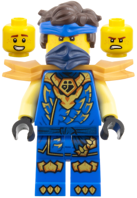 LEGO Jay - Dragons Rising, Tunic with Dragon Head, Hair, Wide Pearl Gold Shoulder Armor minifigure njo1073