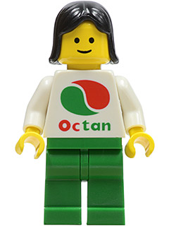 LEGO Octan - White Logo, Green Legs, Black Female Hair minifigure