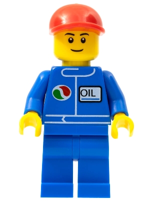 LEGO Octan - Blue Oil, Blue Legs, Red Short Bill Cap, Black Eyebrows minifigure