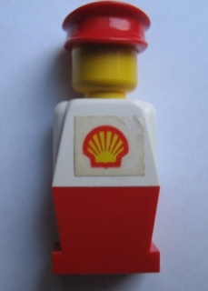 LEGO Legoland - White Torso, Red Legs, Red Hat, Shell Logo Sticker minifigure