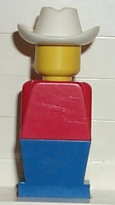 LEGO Legoland - Red Torso, Blue Legs, White Cowboy Hat minifigure