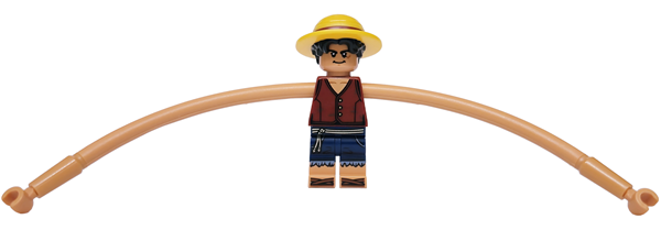 LEGO Monkey D. Luffy - Stretched Arms, Straw Hat with Black Hair, Closed Mouth Grin minifigure op044