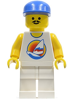 LEGO Surfboard on Ocean - White Legs, Blue Cap, Reissue Torso minifigure