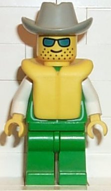 LEGO Jacket Green with 2 Large Pockets - Green Legs, Light Gray Cowboy Hat minifigure