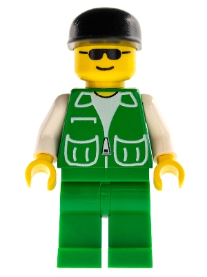 LEGO Jacket Green with 2 Large Pockets - Green Legs, Black Cap minifigure