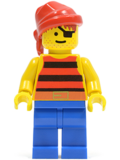 LEGO Pirate Red / Black Stripes Shirt, Blue Legs, Red Bandana minifigure