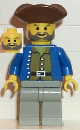 LEGO Pirate Brown Shirt, Light Gray Legs, Brown Pirate Triangle Hat minifigure