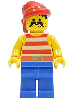 LEGO Pirate Red / White Stripes Shirt, Blue Legs, Red Bandana minifigure
