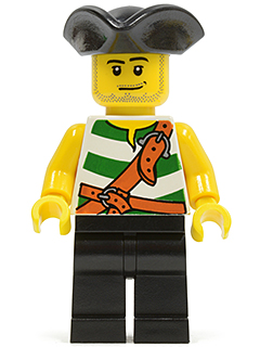 LEGO Pirate Green / White Stripes, Black Legs, Tricorne Hat minifigure