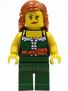 LEGO Pirate Female, Dark Green Legs, Scar over Left Eye minifigure