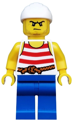 LEGO Pirate 9 - Red and White Stripes, Blue Legs, Scowl minifigure