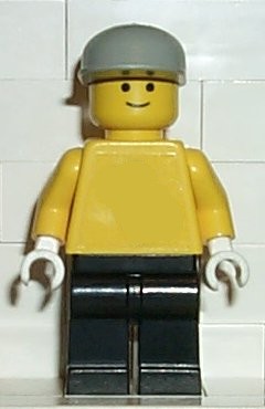 LEGO Plain Yellow Torso with Yellow Arms, Black Legs, Light Gray Cap minifigure