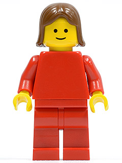 LEGO Plain Red Torso with Red Arms, Red Legs, Brown Female Hair minifigure