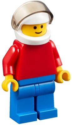 LEGO Plain Red Torso with Red Arms, Blue Legs, White Helmet, Trans-Black Visor minifigure