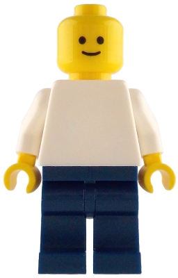 LEGO Plain White Torso, Dark Blue Legs, Standard Grin minifigure