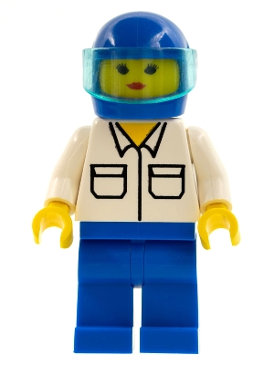 LEGO Shirt with 2 Pockets, Blue Legs, Blue Helmet, Trans-Light Blue Visor minifigure