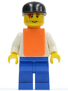 LEGO F1 - Cameraman - Brown Hair, Orange Vest without Stickers minifigure
