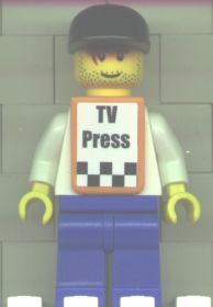 LEGO F1 - Cameraman - Brown Hair, Orange Vest with Stickers minifigure