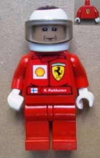 LEGO F1 Ferrari - K. Raikkonen with Helmet White Printed - with Torso Sticker minifigure