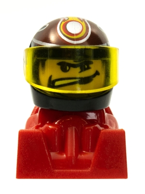 LEGO Racer, Wide Mouth, Black Helmet with Pattern, Red Body minifigure