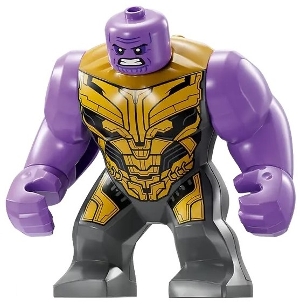 LEGO Thanos - Large Figure, Dark Bluish Gray Outfit with Gold Armor, Printed Legs, Angry minifigure