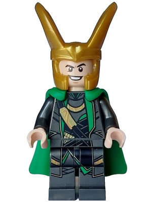 LEGO Loki - Pearl Dark Gray Suit, Flexible Rubber Cape minifigure