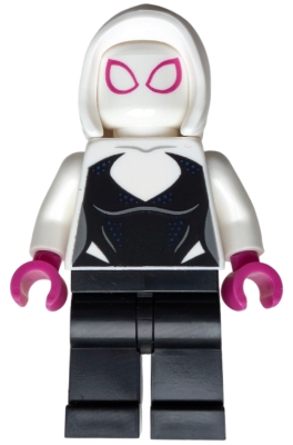 LEGO Ghost-Spider / Spider-Gwen (Gwen Stacy) - Black Legs, White Basic Smooth Hood, Magenta Hands minifigure