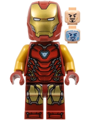 LEGO Iron Man - Mark 85 Armor, Large Helmet Visor, Thick Red Markings on Torso minifigure
