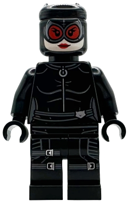 LEGO Catwoman - Black Suit and Mask, Red Lenses, Leg Straps minifigure