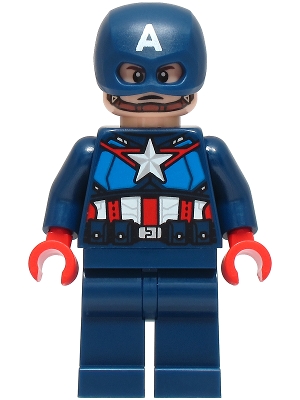 LEGO Captain America - Dark Blue Suit with Dark Blue Belt, Red Hands, Helmet minifigure