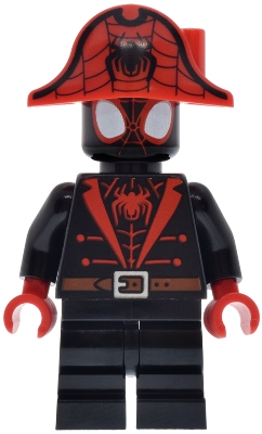 LEGO Spider-Man (Miles 'Spin' Morales) - Black Medium Legs, Red Spider Log, Pirate Hat minifigure