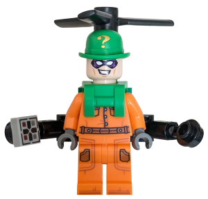 LEGO The Riddler - Orange Prison Jumpsuit, Side Pockets, Helicopter Backpack minifigure sh1150