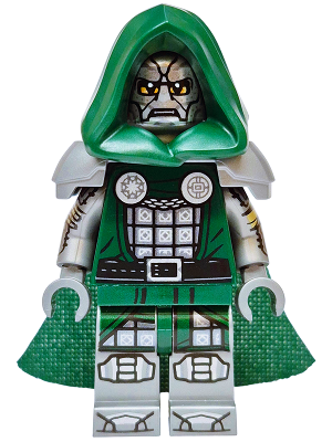 LEGO Dr. Doom - Dark Green Hood and Cape, Flat Silver Printed Arms and Legs minifigure sh1158