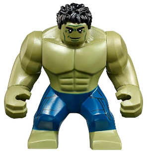 LEGO Hulk with Black Hair and Dark Blue Pants minifigure