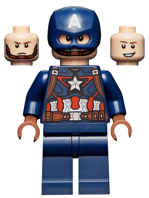 LEGO Captain America - Dark Blue Suit, Reddish Brown Hands, Helmet ...