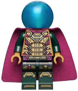 LEGO Mysterio - Magenta Trim, Dark Azure Head, Satin Trans-Light Blue Helmet, Single Hole Cape minifigure