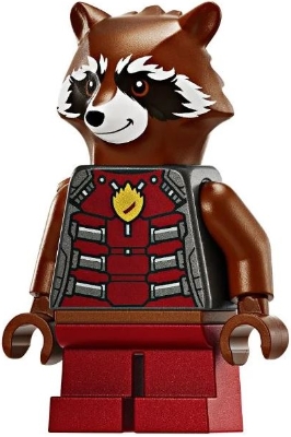 LEGO Rocket Raccoon - Dark Red and Pearl Dark Gray Outfit, Reddish Brown Head minifigure