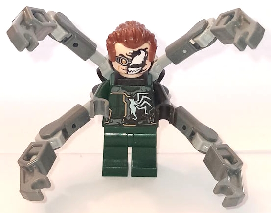 LEGO Dr. Octopus (Otto Octavius) / Doc Ock - Dark Green Suit Half Venomized, Mechanical Arms minifigure