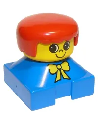LEGO Duplo 2 x 2 x 2 Figure Brick, Blue Base with Yellow Bow, Yellow Head, Red Female Hair minifigure
