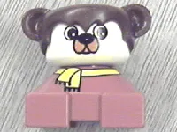 LEGO Duplo 2 x 2 x 2 Figure Brick, Dog, Fabuland Brown Base with Yellow Scarf, Brown Hair with Ears, White Dog Face minifigure