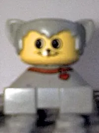 LEGO Duplo 2 x 2 x 2 Figure Brick, Cat, Light Gray Base With Red Collar, Light Gray Hair With Ears, Yellow Face with Round Eyes and 2 Whiskers minifigure