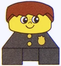 LEGO Duplo 2 x 2 x 2 Figure Brick, Black Base with Police Pattern, Yellow Head with Freckles, Brown Male Hair minifigure